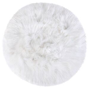 Faux Fur Round Rug Fluffy Area Rugs for Bedroom 3 x 3 Feet Snow White